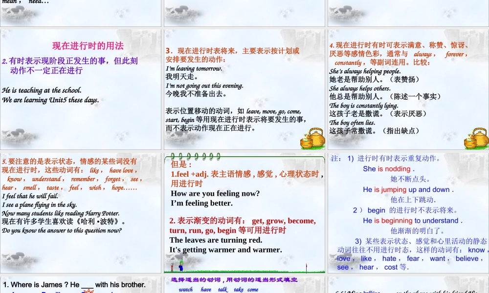 Unit 5 I'm cleaning my room Lesson 30--现在进行时总结.ppt