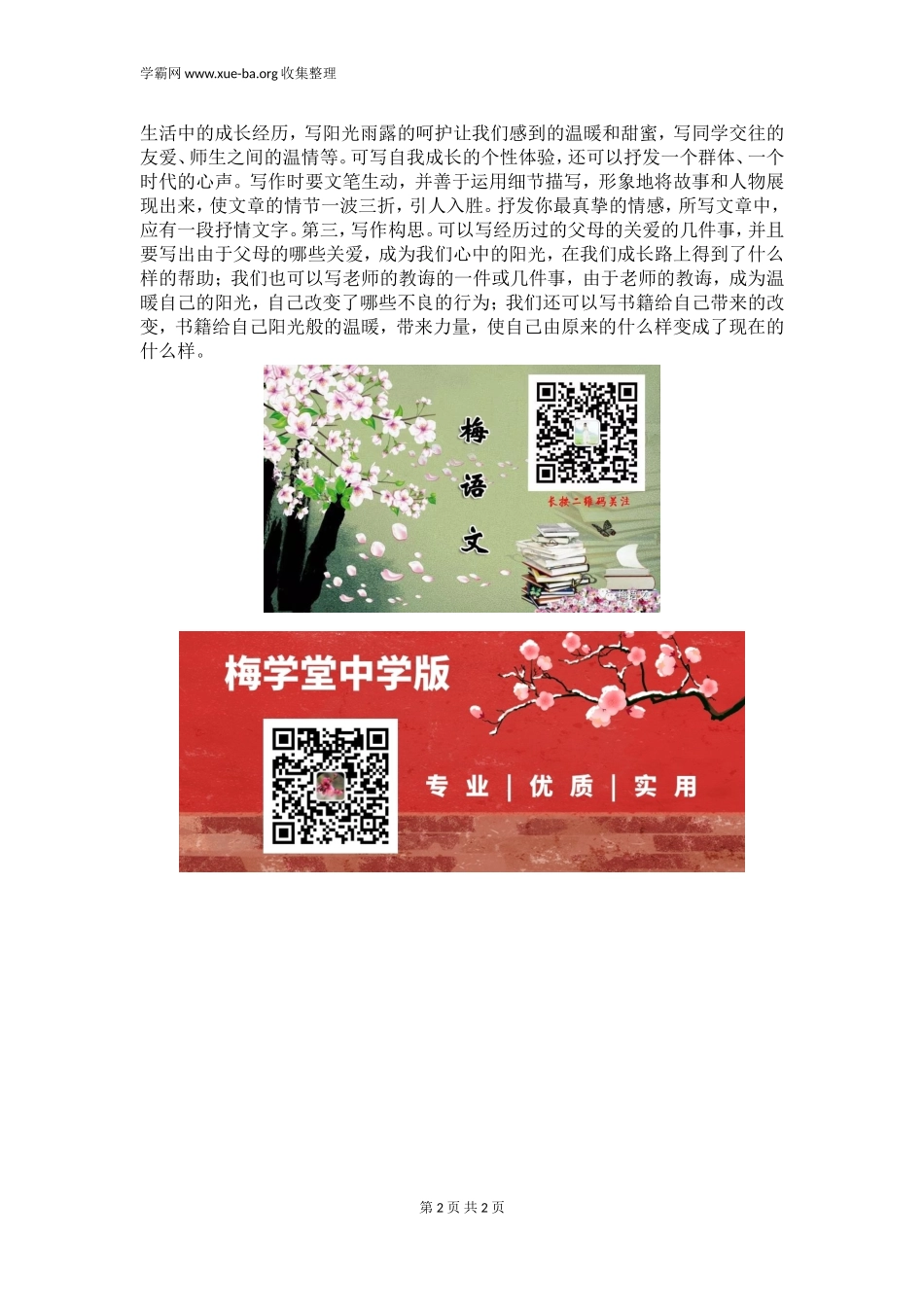 2022中考押题作文： 心中的一缕阳光【范文+解析】.doc_第2页