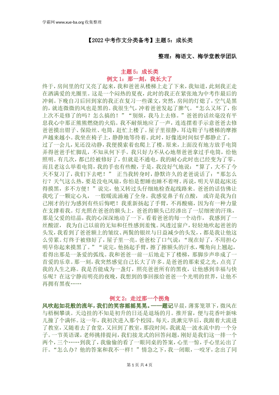 【2022中考作文分类备考】主题5：成长类.doc_第1页