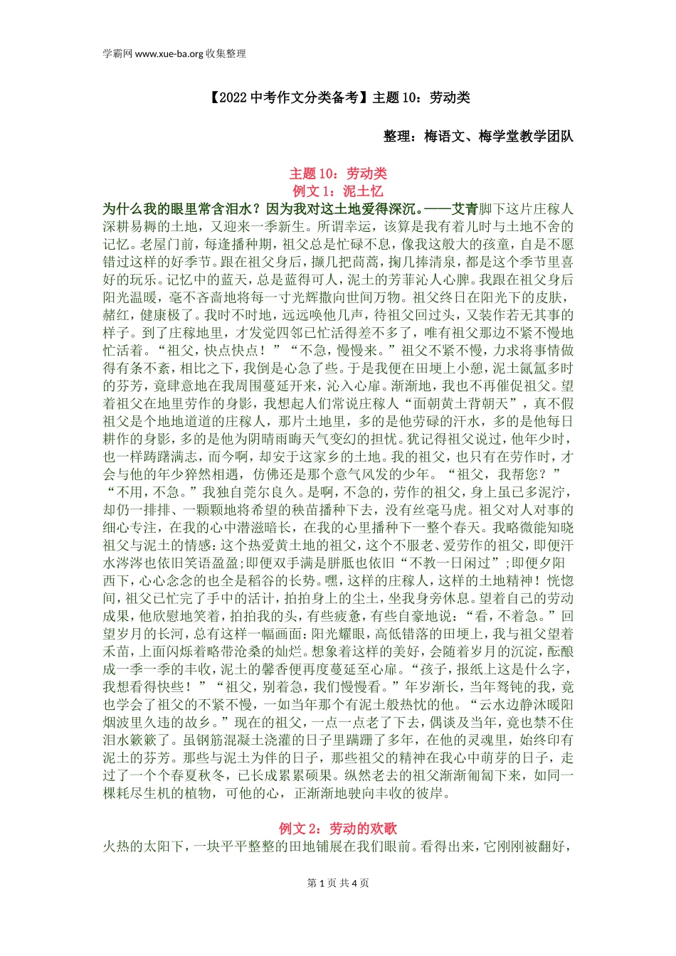 【2022中考作文分类备考】主题10：劳动类.doc_第1页