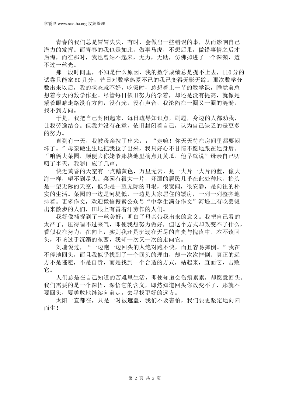 中考满分作文《何惧逆境向阳而生》.docx_第2页