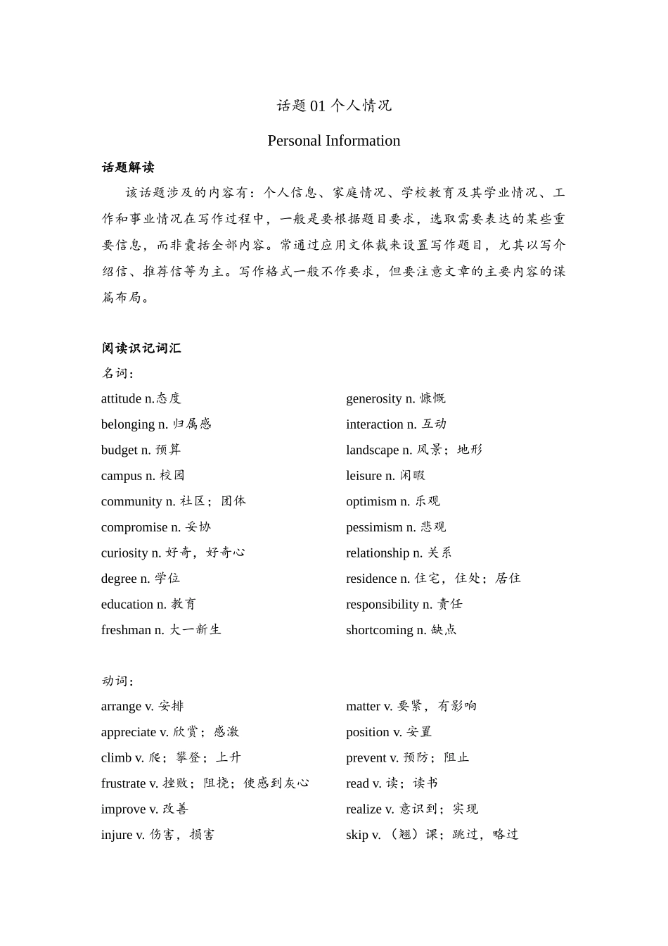 话题01 个人情况（Personal information).docx_第1页