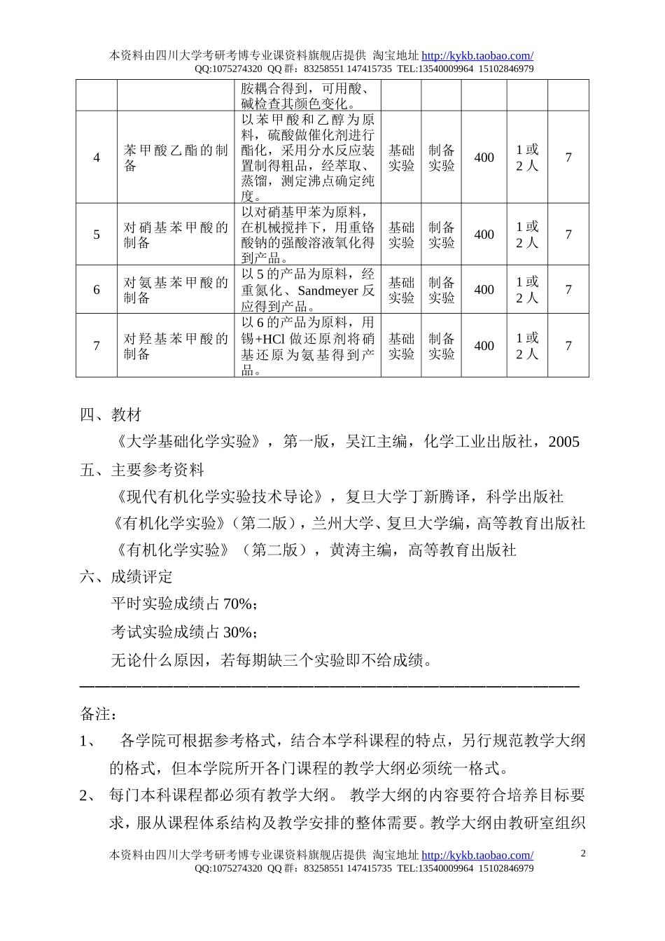 《有机化学实验(I)-2》教学大纲-2005.doc_第2页