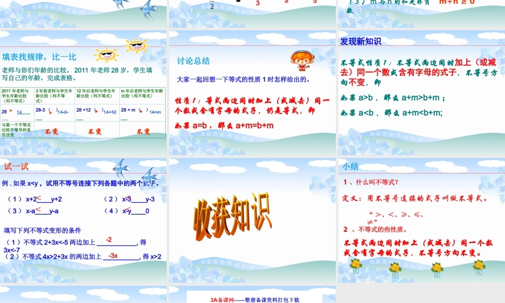 六年级下册 不等式及其性质.ppt