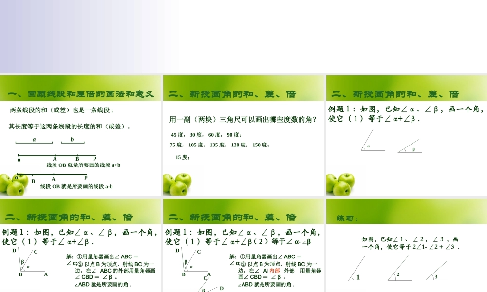 六年级下册 画角的和、差、倍.ppt