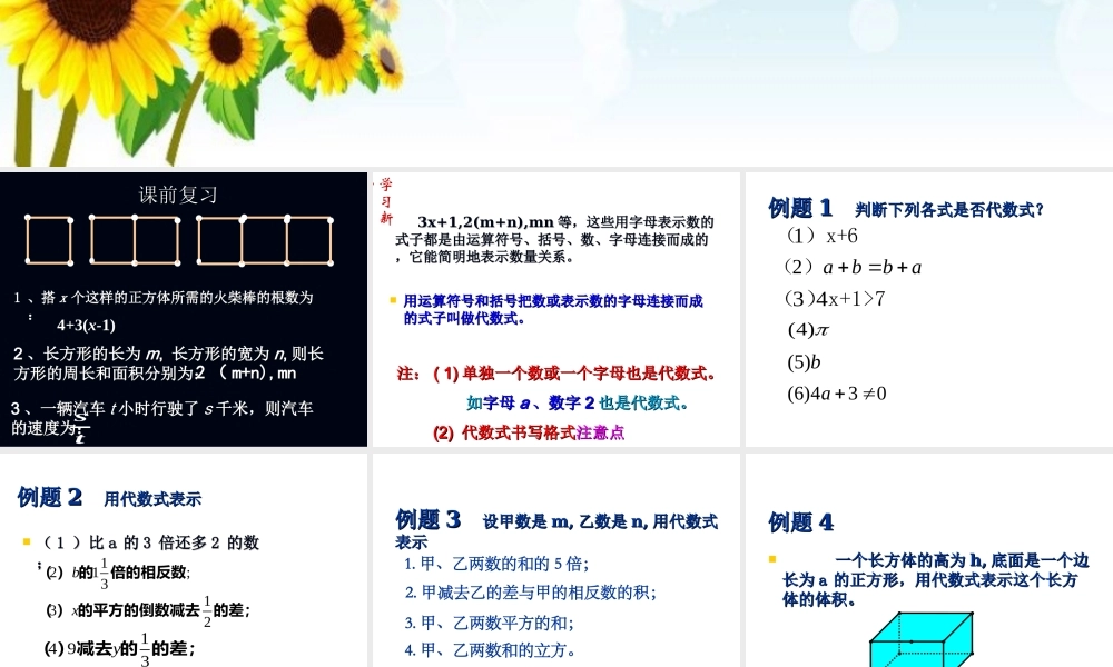 沪教版数学七上课件9.2 代数式.ppt