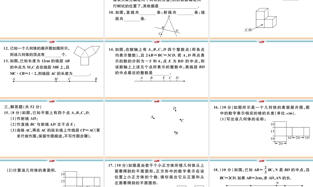 10.阶段综合训练九：几何图形及线段、射线、直线【测试范围：4.1~4.2】.ppt