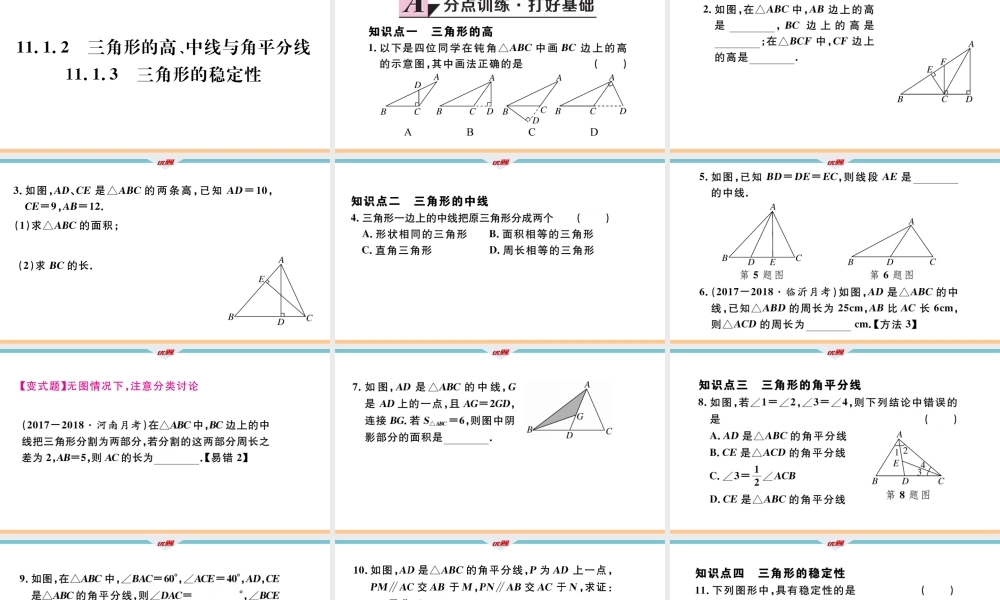 11.1.2三角形的高、中线与角平分线 11.1.3三角形的稳定性..pptx