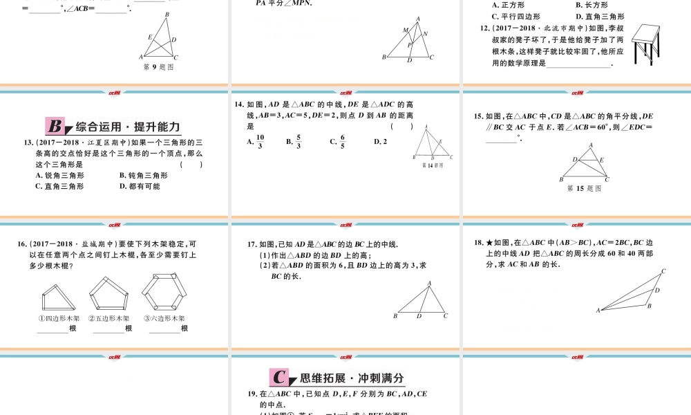 11.1.2三角形的高、中线与角平分线 11.1.3三角形的稳定性..pptx