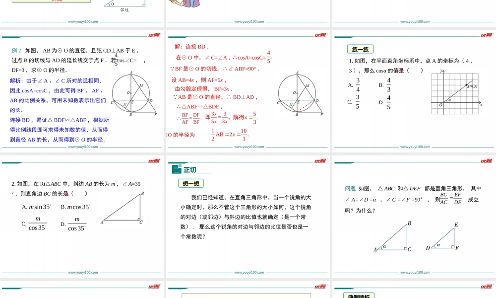 28.1 第2课时 余弦函数和正切函数.ppt