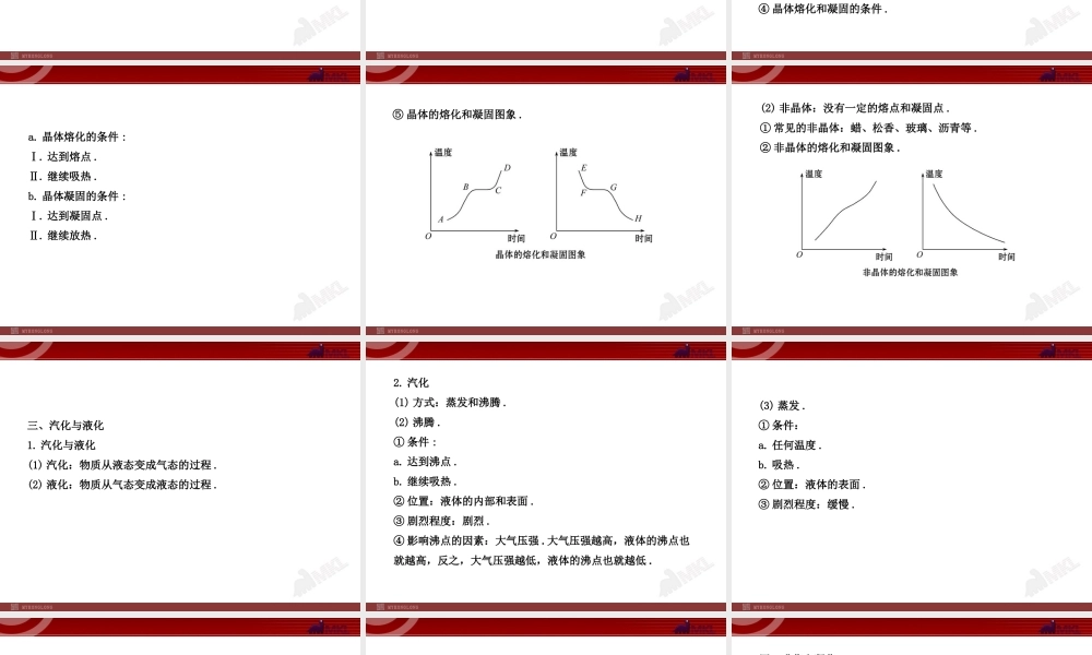 新人教版初中物理复习课件：第3章 物态变化 单元复习课（人教版八年级上）.ppt