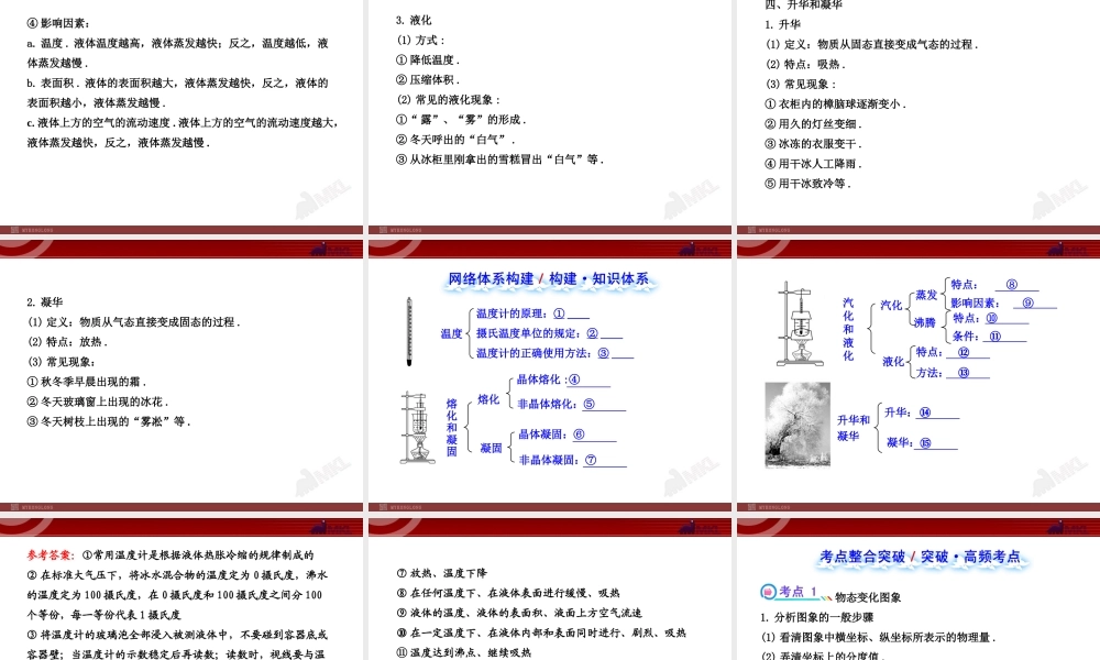 新人教版初中物理复习课件：第3章 物态变化 单元复习课（人教版八年级上）.ppt