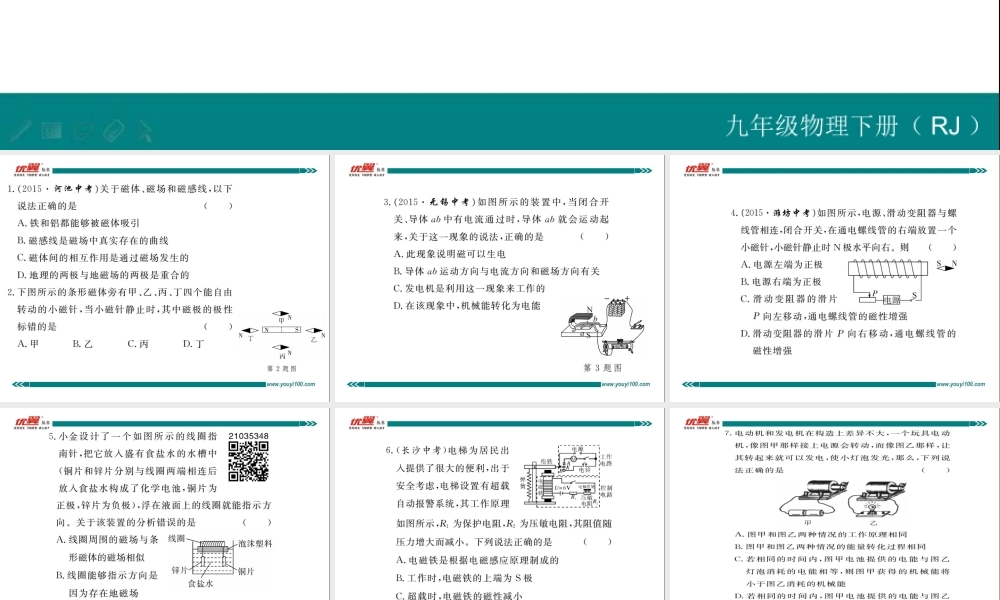 期末复习训练六 电与磁.ppt