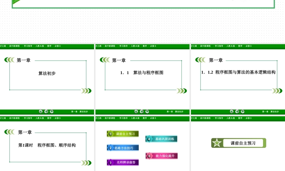 高一数学（人教A版）必修3课件：1-1-2-1 程序框图、顺序结构(1).ppt