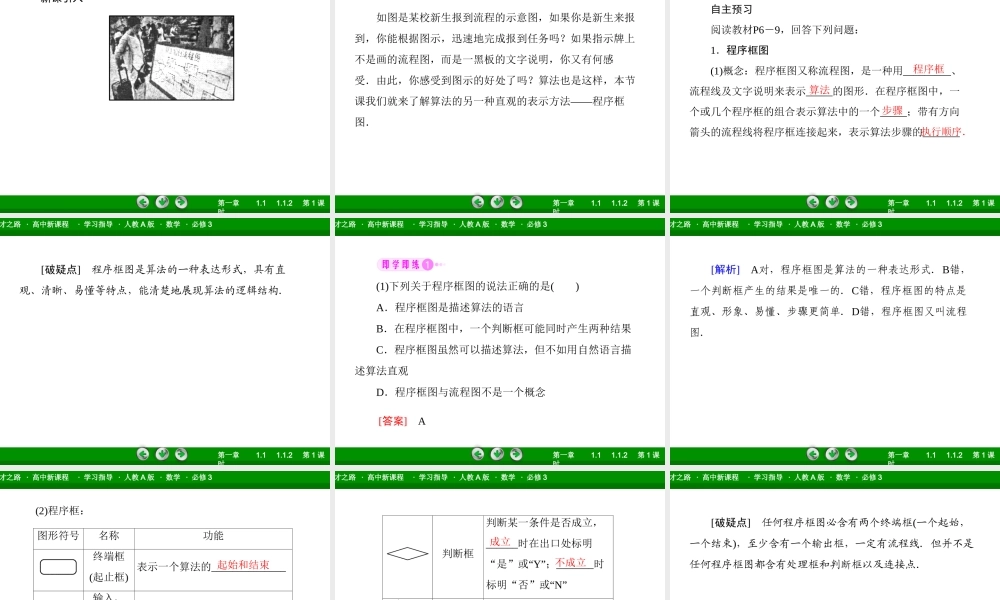 高一数学（人教A版）必修3课件：1-1-2-1 程序框图、顺序结构(1).ppt