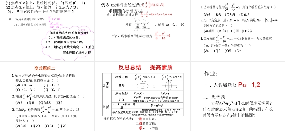 2.1.1《椭圆及其标准方程》PPT课件（新人教版选修1-1）.ppt