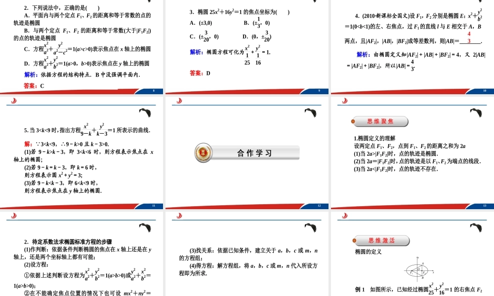 2.1.1椭圆及其标准方程 课件.ppt