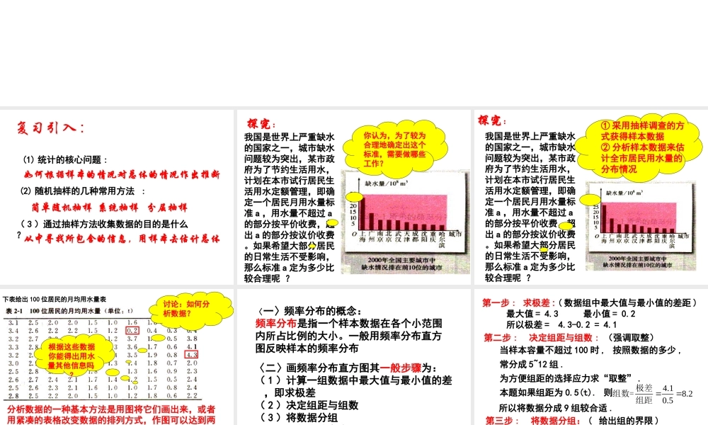 2.2.1.1《用样本的频率分布估计总体分布(一)》课件（新人教A必修3）.ppt