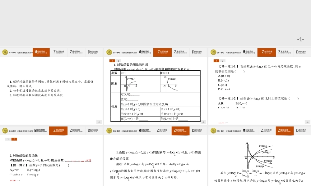 2018版高中数学人教A版必修1课件：2.2.2.2 对数函数性质的应用.ppt