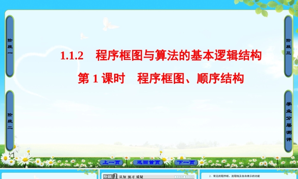 2018版高中数学（人教A版）必修3同步课件： 第1章 1.1.2 第1课时 程序框图、顺序结构.ppt