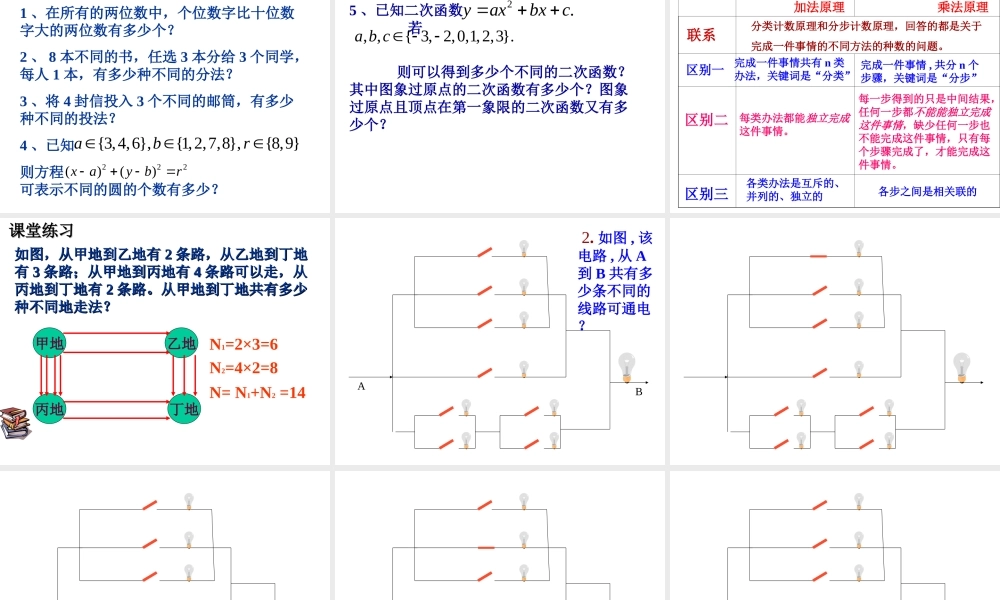 【数学】1.1.1《分类加法计数原理与分步乘法计数原理》课件（新人教A版选修2-3）.ppt