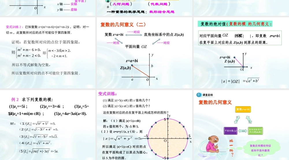 【多彩课堂】2015-2016学年高中数学人教A版选修1-2课件：3.1.2《复数的几何意义》 .ppt