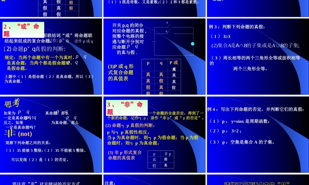 【数学】1.3《简单的逻辑联结词》课件（新人教A版选修2-1）.ppt