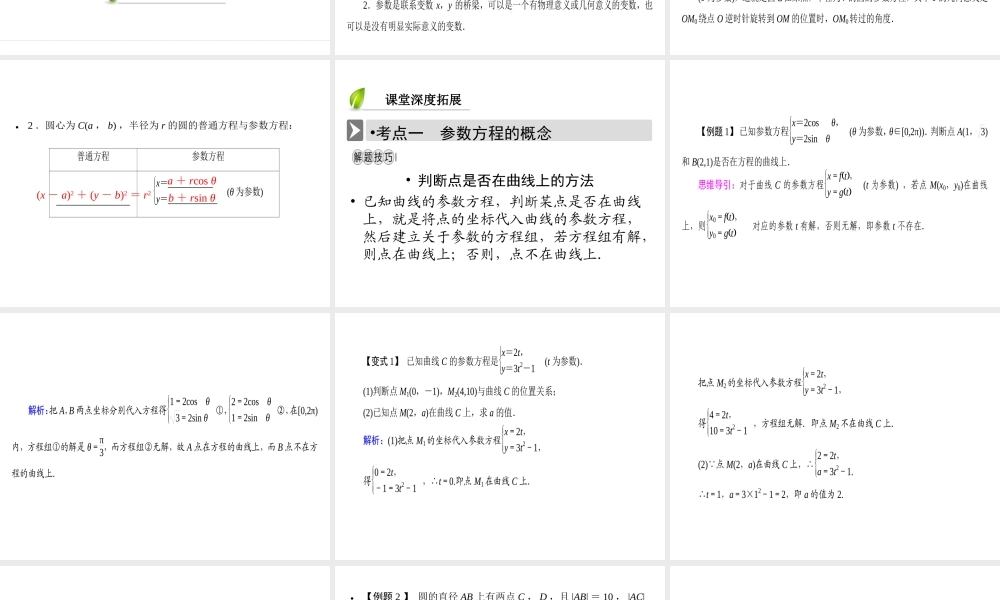 人教版数学选修4-4课件 2.1　曲线的参数方程 2.1.1 .ppt