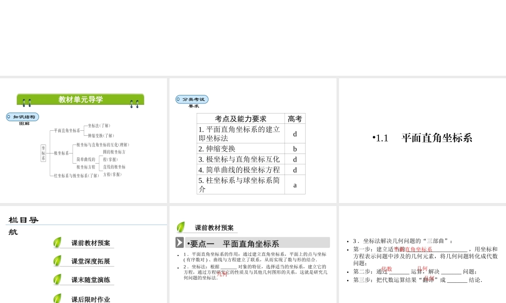 人教版数学选修4-4课件 1.1　平面直角坐标系 .ppt