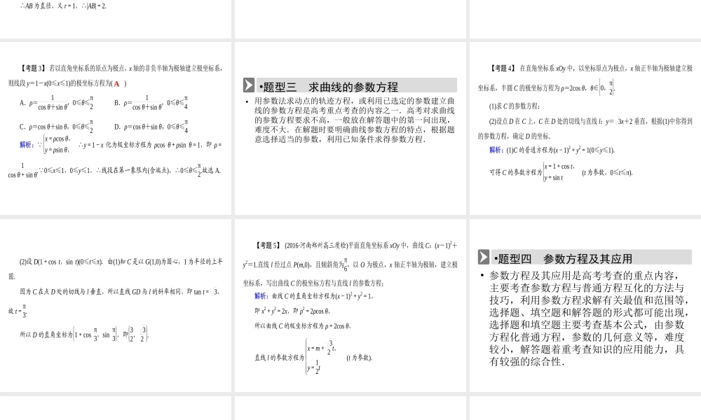 人教版数学选修4-4课件 模块备考方略 .ppt