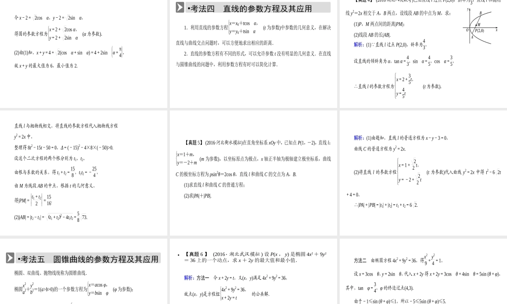人教版数学选修4-4课件 讲末复习方案2 .ppt