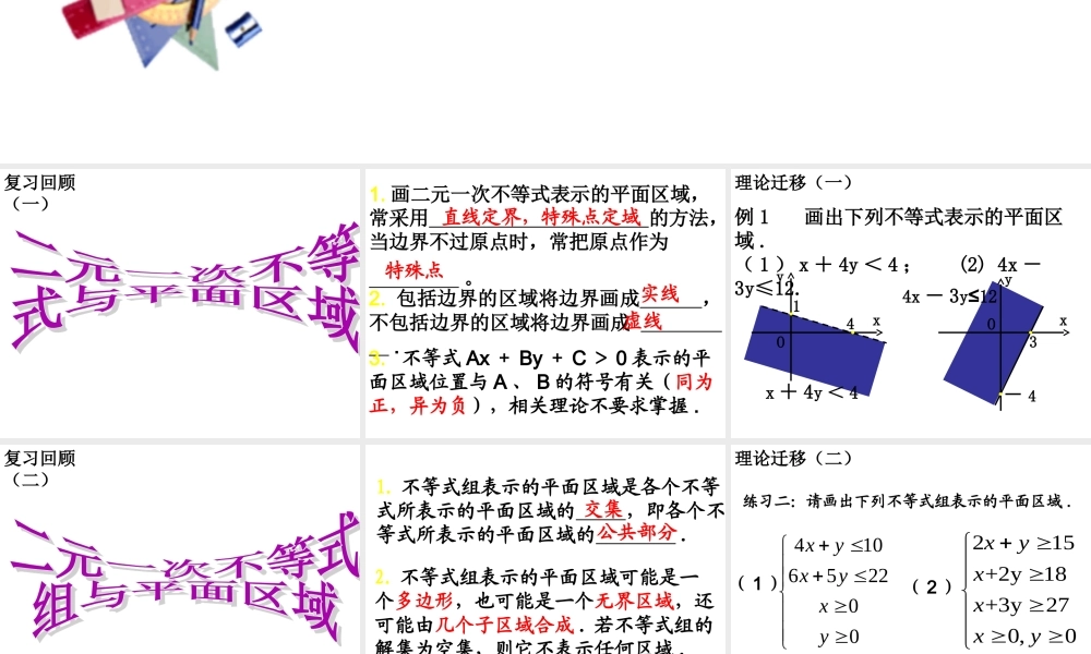 人教版高中数学必修五同课异构课件：3.3.2 简单的线性规划问题复习课 教学能手示范课 .ppt