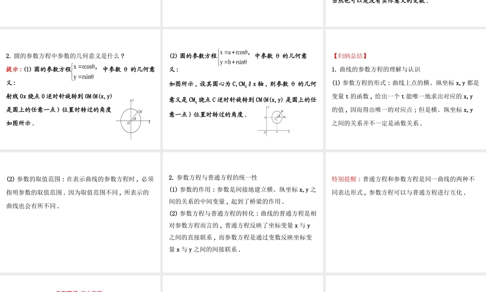 人教版高中数学选修4-4课件：2.1曲线的参数方程 第一课时.1 .ppt