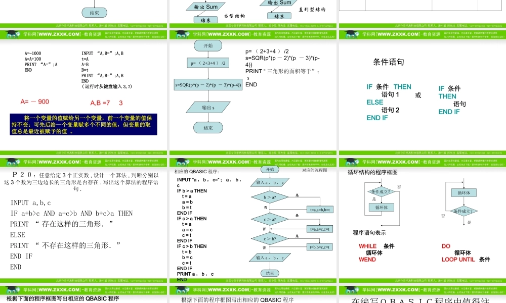 数学：1.4《第一章算法初步复习课》PPT课件（新人教A版必修3）.ppt