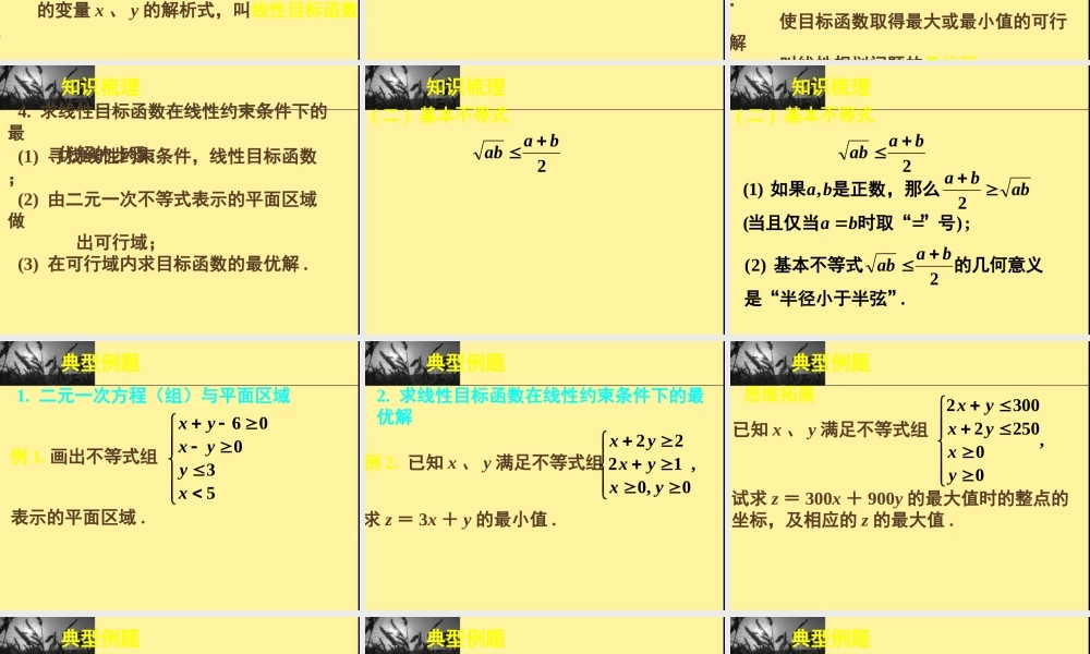 新课标高中数学人教A版必修五全册课件不等式小结（二）.ppt