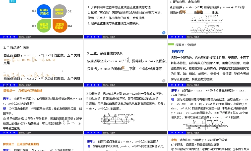 高一数学人教A版必修4课件：1.4.1 正弦函数、余弦函数的图象 .pptx