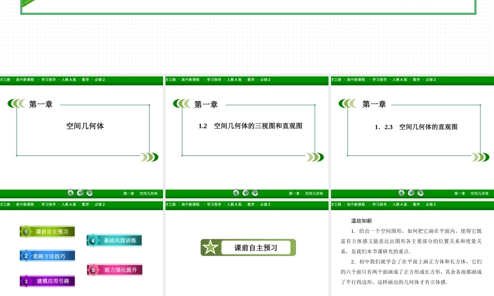 高一数学（人教A版）必修2课件：1-2-3 空间几何体的直观图.ppt