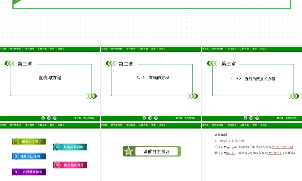 高一数学（人教A版）必修2课件：3-2-2 直线的两点式方程.ppt