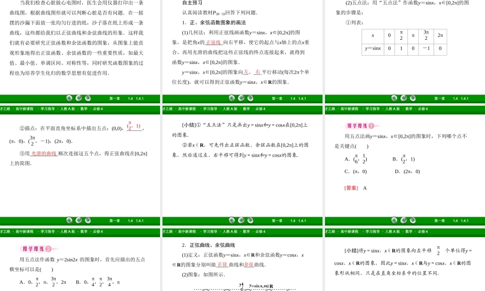 高一数学（人教A版）必修4课件：1-4-1 正弦函数、余弦函数的图象.ppt