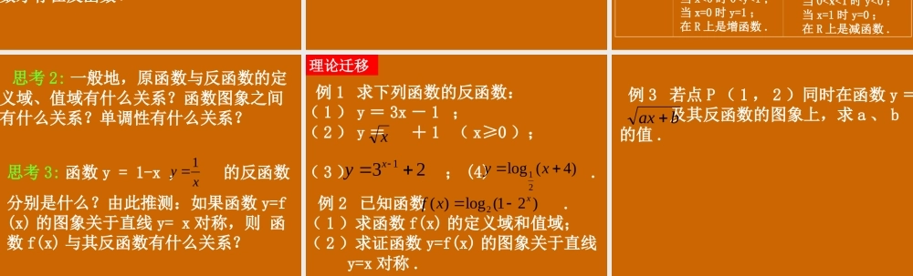 高一数学：2.2.2《指、对数函数与反函数》课件.ppt