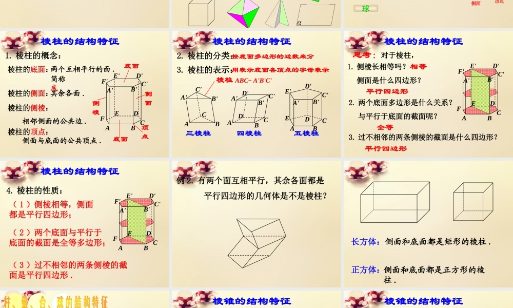 高中数学 1.1空间几何体的结构课件 新人教A版必修2.ppt
