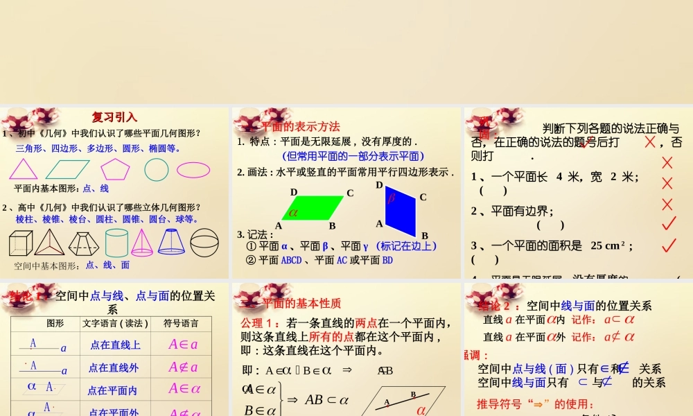 高中数学 2.1.1平面课件 新人教A版必修2.ppt