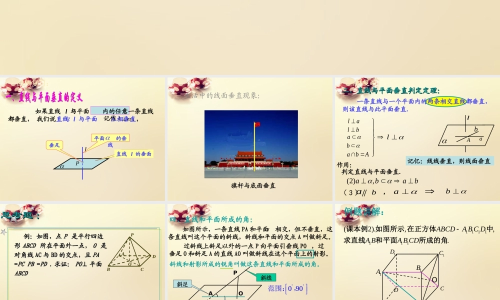 高中数学 2.3.1直线与平面垂直的判定课件 新人教A版必修2.ppt