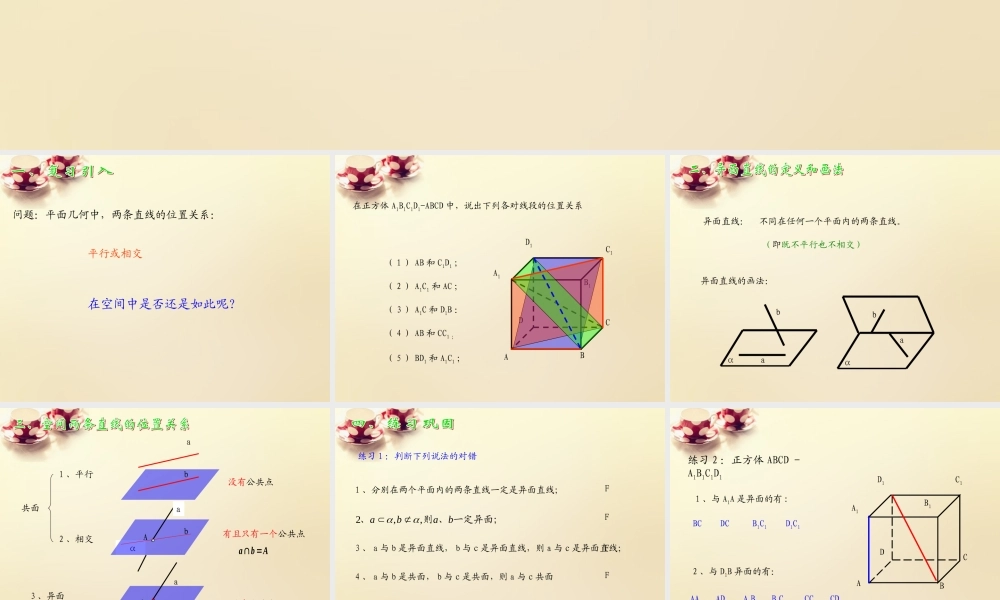 高中数学 2.1.2空间中直线与直线之间的位置关系（第2课时）课件 新人教A版必修2.ppt