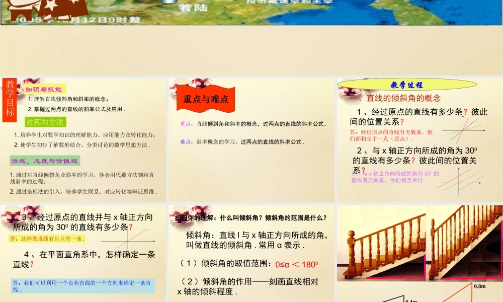 高中数学 3.1直线的倾斜角与斜率课件1 新人教A版必修2.ppt