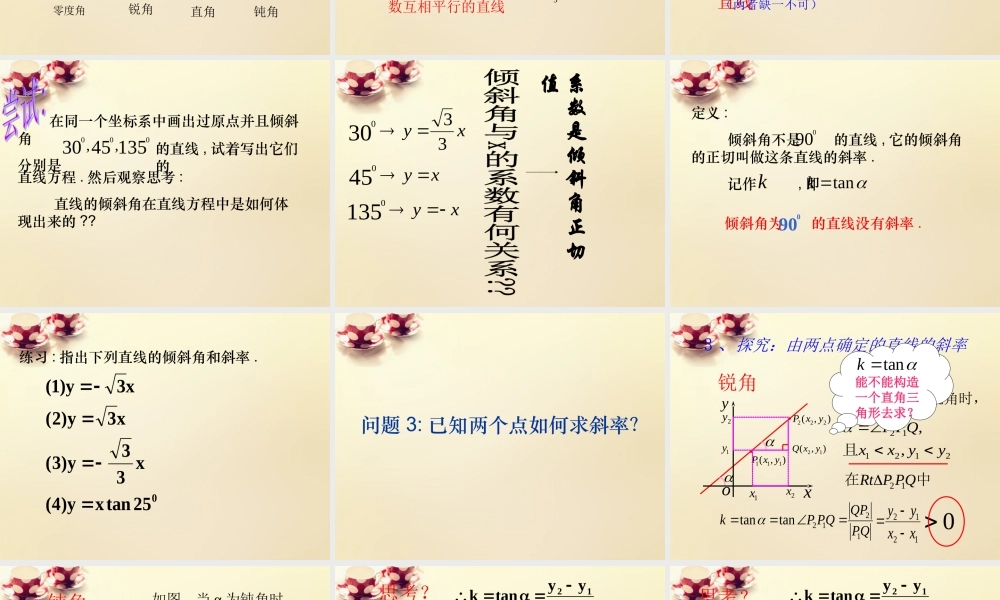 高中数学 3.1直线的倾斜角与斜率课件2 新人教A版必修2.ppt