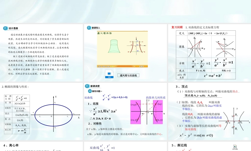 高中数学人教A版选修1-1课件：2.2.2《双曲线的简单几何性质》课时1.ppt