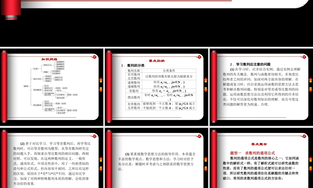高中数学必修五课件：第二章《数列章末归纳整合》（人教A版必修5）.ppt