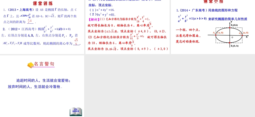 高二数学人教A版选修2-1课件：2.2.2 椭圆的简单几何性质 第1课时 椭圆的简单几何性质（共17张ppt） .ppt
