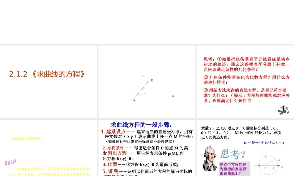 高二数学人教A版选修2-1课件：2.1.1 曲线与方程 （共15张ppt） .ppt